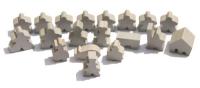 Carcassonne: Meeple - komplettes Spielfiguren-Set (19 Figuren) HOLZ Grau