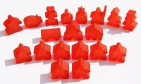 Carcassonne: Meeple - komplettes Spielfiguren-Set (19 Figuren) FROZEN Rot