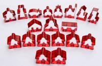 Carcassonne: Meeple - komplettes Spielfiguren-Set (19 Figuren) TRANSPARENT Rot