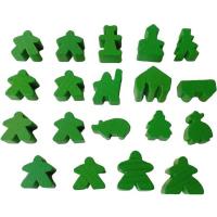 Carcassonne: Meeple - komplettes Spielfiguren-Set (19 Figuren) HOLZ Hellgrün