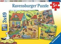 Puzzle: Viel los auf dem Bauernhof (3x49 Teile)